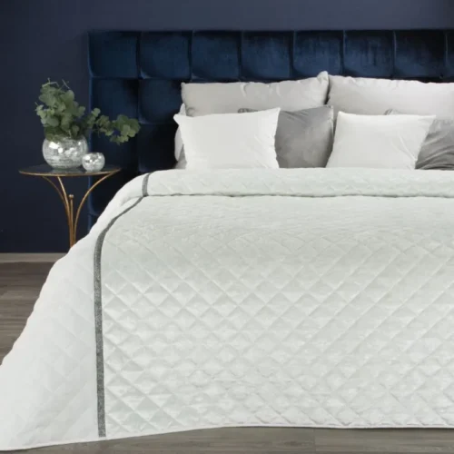 Glanzende Bedsprei Velvet Ruit - Wit