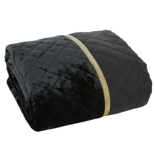 810px_NFE-05c Glanzende Bedsprei Velvet Ruit - Zwart