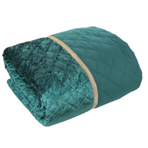 810px_NFE-06c Glanzende Bedsprei Velvet Ruit - Groen