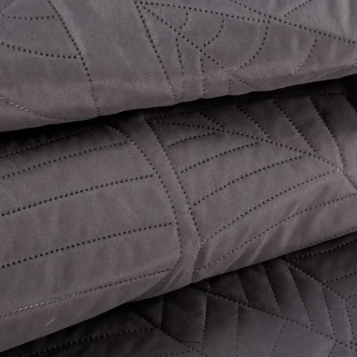 Gewatteerde Velours Sprei met Bladeren - Asbruin