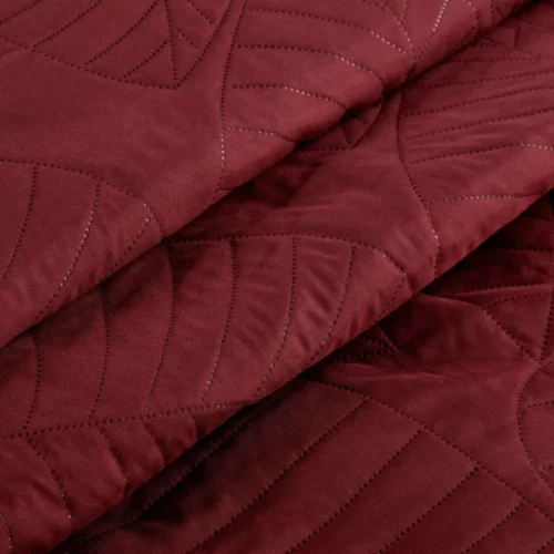 Gewatteerde Velours Sprei met Bladeren - Bordeaux
