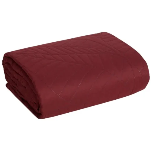 Gewatteerde Velours Sprei met Bladeren - Bordeaux