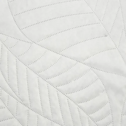 Gewatteerde Velours Sprei met Bladeren - Wit