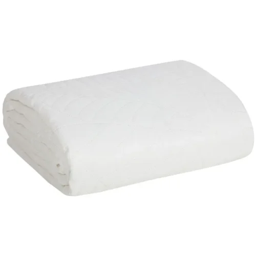 Gewatteerde Velours Sprei met Bladeren - Wit