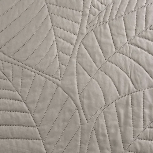 Gewatteerde Velours Sprei met Bladeren - Beige