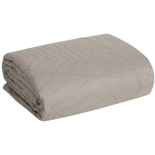 Gewatteerde Velours Sprei met Bladeren - Beige