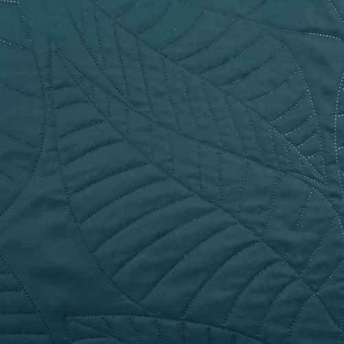 Gewatteerde Velours Sprei met Bladeren - Petrol