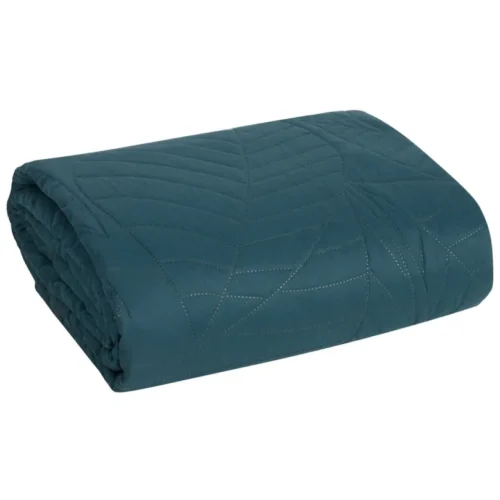 Gewatteerde Velours Sprei met Bladeren - Petrol