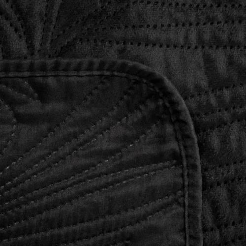 Velours Sprei Plantenmotief - Zwart