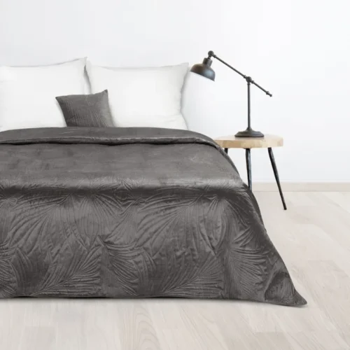 810px_NKN-05 Velours Sprei Plantenmotief - Grijs