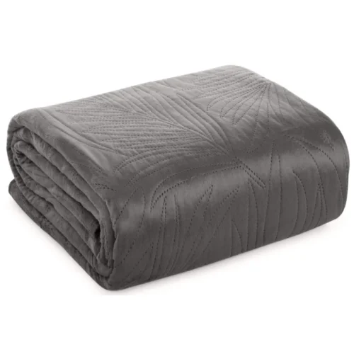810px_NKN-05c Velours Sprei Plantenmotief - Grijs