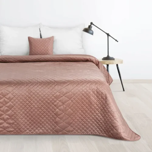Gewatteerde Velvet Bedsprei Croco - Roze