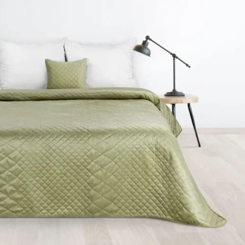 Gewatteerde Velvet Bedsprei Croco - Lichtgroen