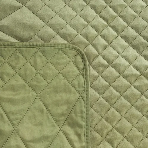 Gewatteerde Velvet Bedsprei Croco - Lichtgroen