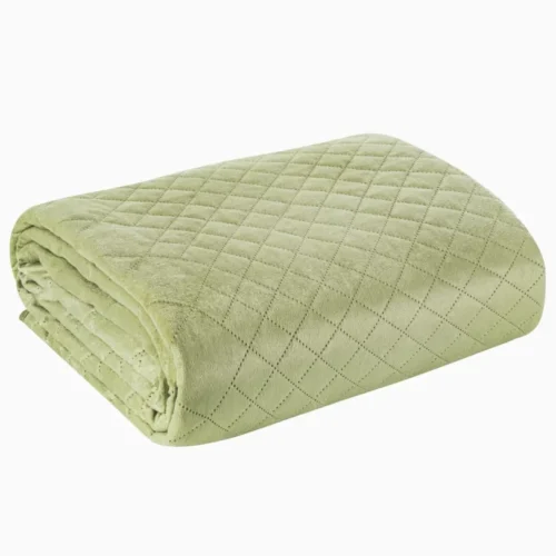 Gewatteerde Velvet Bedsprei Croco - Lichtgroen
