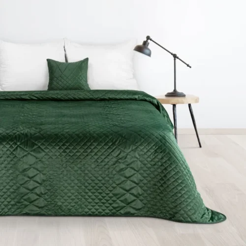 Gewatteerde Velvet Bedsprei Croco - Donkergroen