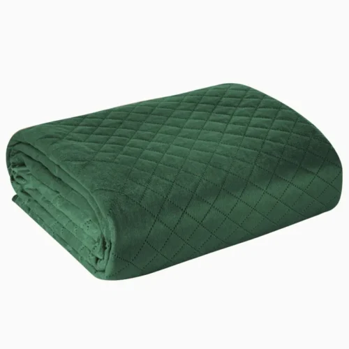 Gewatteerde Velvet Bedsprei Croco - Donkergroen