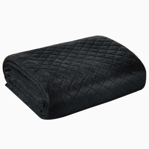 810px_NKT-06C Gewatteerde Velvet Bedsprei Croco - Zwart