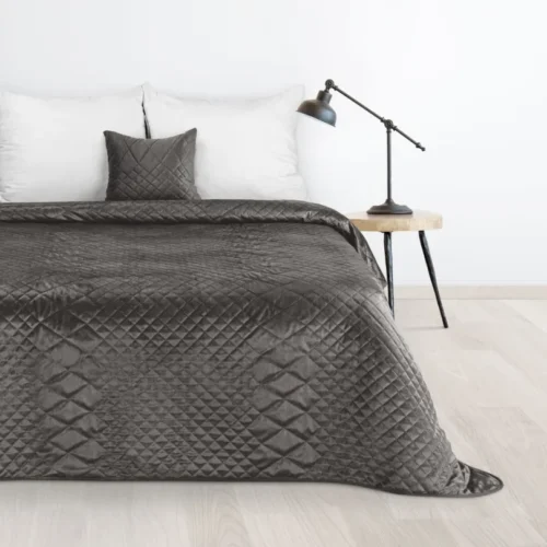 810px_NKT-07 Gewatteerde Velvet Bedsprei Croco - Grijs