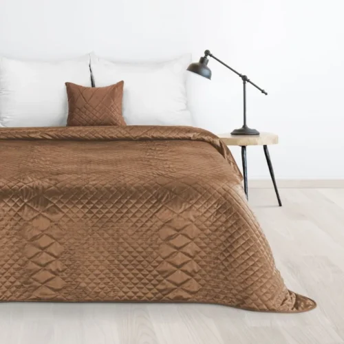 Gewatteerde Velvet Bedsprei Croco - Terracotta