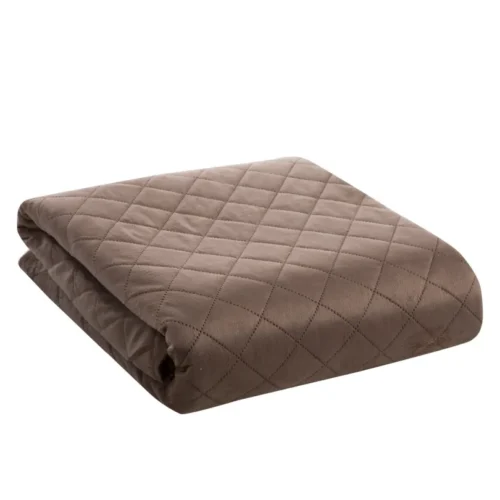 Gewatteerde Velvet Bedsprei met Ruiten - Bruin