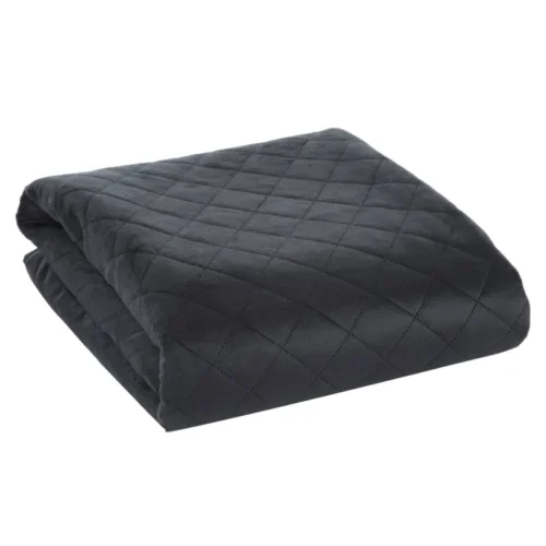 810px_NLO-03b Gewatteerde Velvet Bedsprei met Ruiten - Zwart