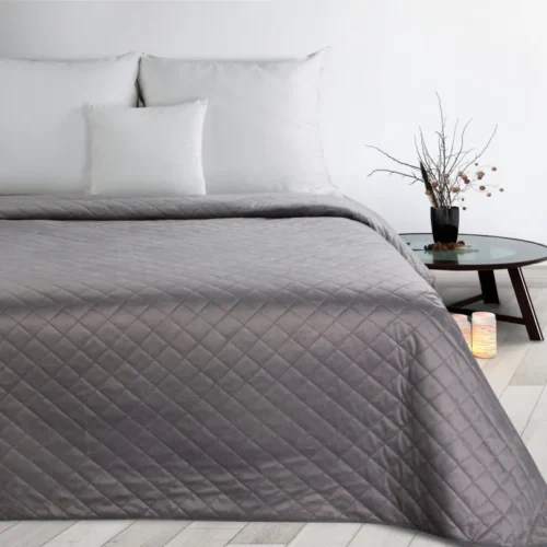 810px_NLO-05 Gewatteerde Velvet Bedsprei met Ruiten - Grijs