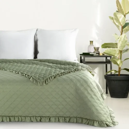 810px_NLP-01 Gewatteerde Sprei met Ruches - Sage Green