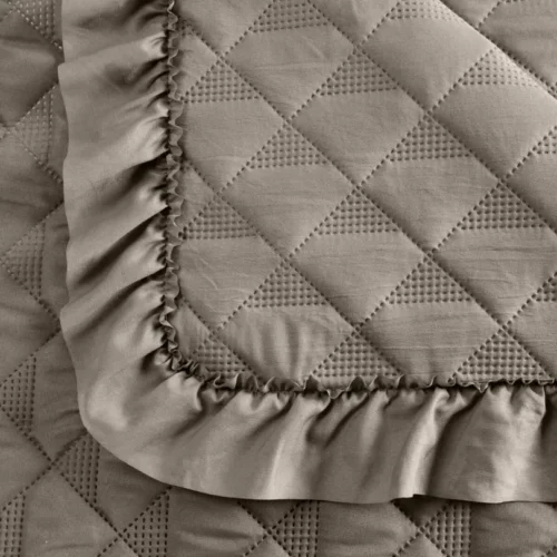 810px_NLP-03A Gewatteerde Sprei met Ruches - Taupe