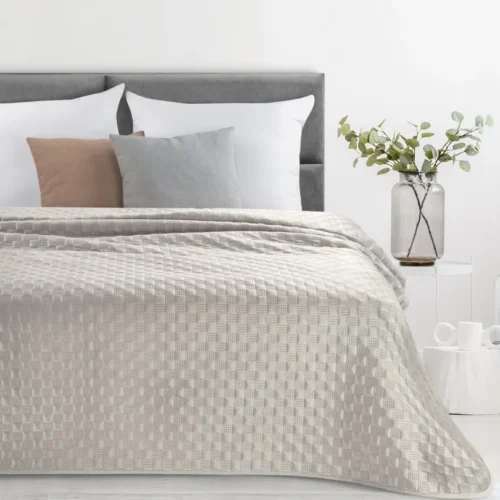 Geometrisch Gewatteerd Velvet Bedsprei - Beige