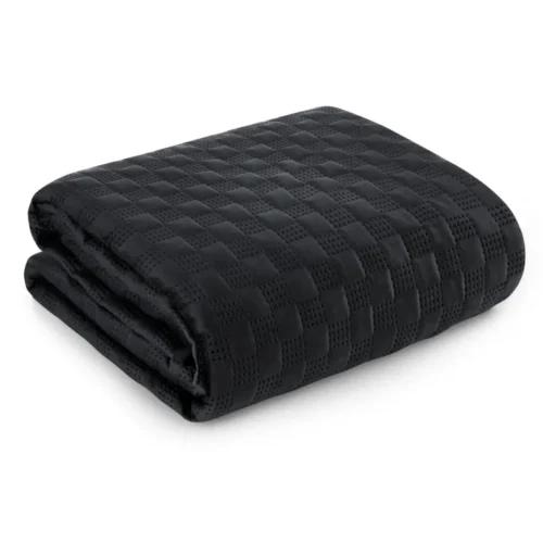 Geometrisch Gewatteerd Velvet Bedsprei - Zwart