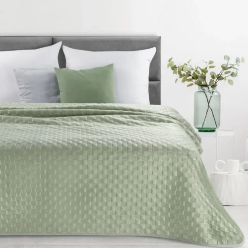 810px_NLR-05 Geometrisch Gewatteerd Velvet Bedsprei - Lichtgroen