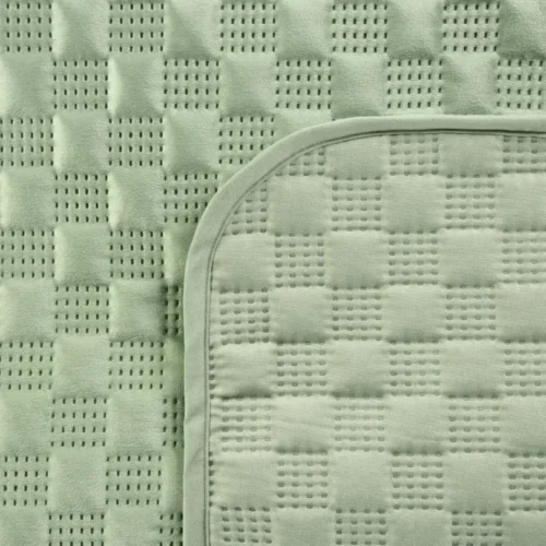 810px_NLR-05a Geometrisch Gewatteerd Velvet Bedsprei - Lichtgroen