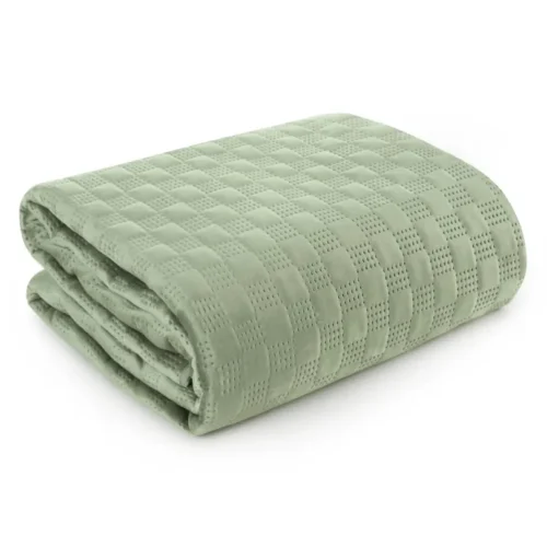 810px_NLR-05b Geometrisch Gewatteerd Velvet Bedsprei - Lichtgroen