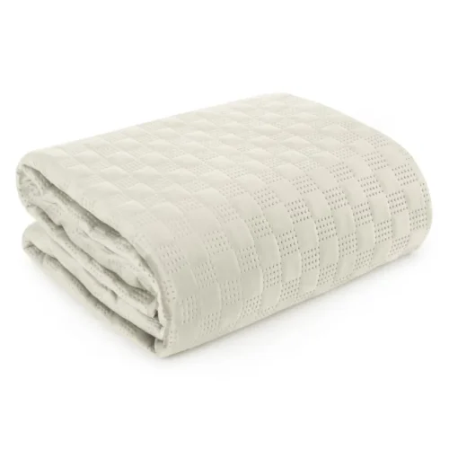 Geometrisch Gewatteerd Velvet Bedsprei - Crème