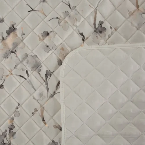 Gewatteerde Velvet Bedsprei met Bloesem - Crème
