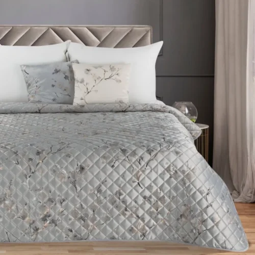 810px_NLT-04 Gewatteerde Velvet Bedsprei met Bloesem - Grijs