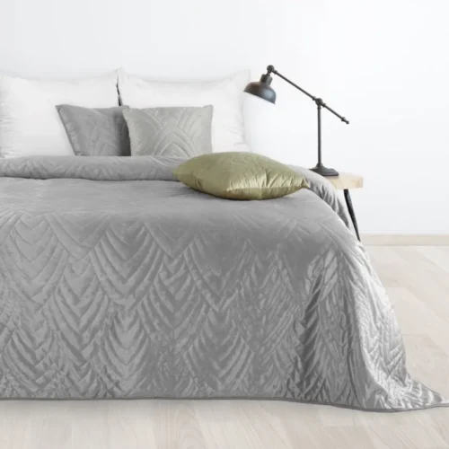 810px_NOA-01 Geometrisch Gewatteerd Velvet Bedsprei - Lichtgrijs