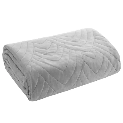 810px_NOA-01a Geometrisch Gewatteerd Velvet Bedsprei - Lichtgrijs