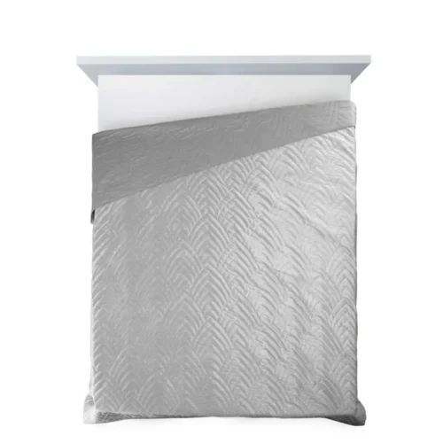 810px_NOA-01b Geometrisch Gewatteerd Velvet Bedsprei - Lichtgrijs