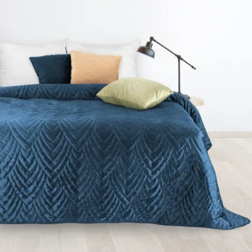 Geometrisch Gewatteerd Velvet Bedsprei - Blauw