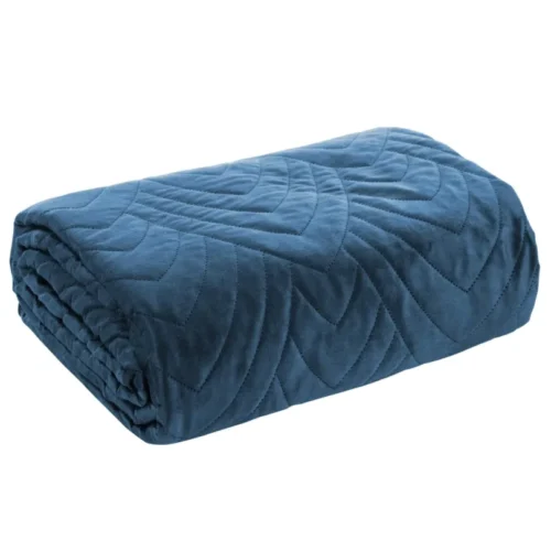Geometrisch Gewatteerd Velvet Bedsprei - Blauw