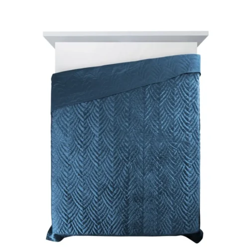 Geometrisch Gewatteerd Velvet Bedsprei - Blauw