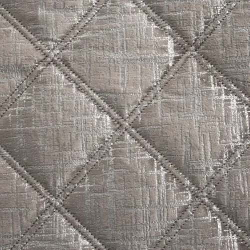 Velvet Bedsprei Ruit met Zilveren Opdruk - Beige