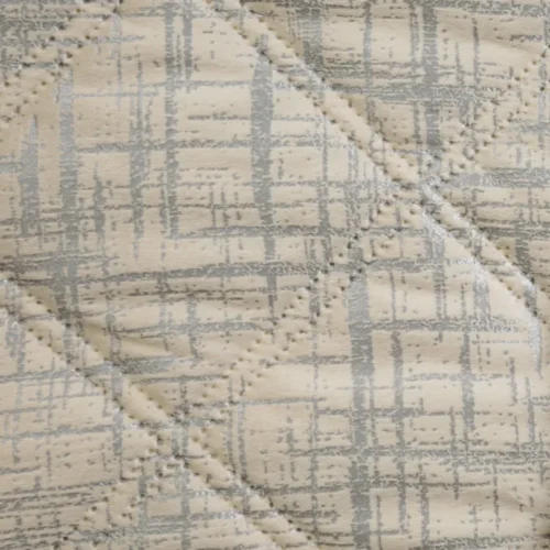Velvet Bedsprei Ruit met Zilveren Opdruk - Crème