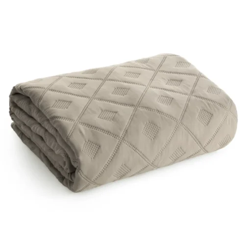 Geometrisch Patroon Gewatteerde Bedsprei - Beige