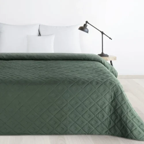 Geometrisch Patroon Gewatteerde Bedsprei - Donkergroen