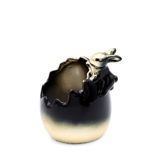 CW08-6 Paasei met Konijntje - Zwart/Goud