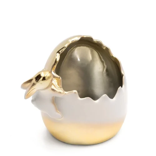 Paasbeeldje crème en gouden haas CW09-4
