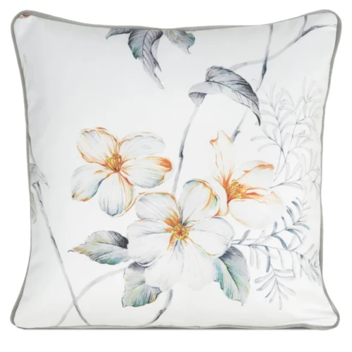 JA152-01 Fluwelen kussenhoes met bloemen en bladeren, afgezet met bies JA152-01
